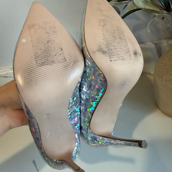 Steve Madden Silver Holographic Heels - Picture 7 of 8